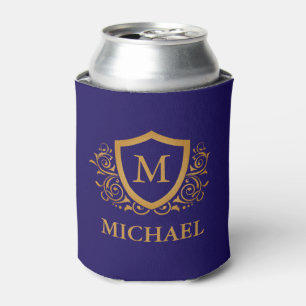 Rafraîchisseur Pour Canette Nom du monogramme personnalisé bleu et or de la ma