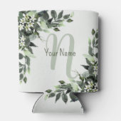 Rafraîchisseur Pour Canette Nom du monogramme Vert Floral Eucalyptus Feuilles (Dos)