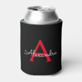 Rafraîchisseur Pour Canette Nom en monogramme féminin écriture Red Black (Can devant)