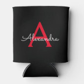Rafraîchisseur Pour Canette Nom en monogramme féminin écriture Red Black (Devant)