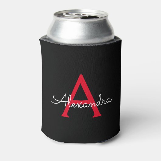 Rafraîchisseur Pour Canette Nom en monogramme féminin écriture Red Black (Can Dos)