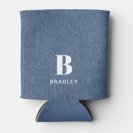 Rafraîchisseur Pour Canette Nom initial, Déni bleu clair Imprimer 12oz (Devant)