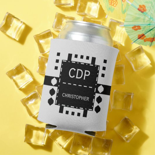 Rafraîchisseur Pour Canette Nom initial personnalisé forme diamant noir (Été in situ)