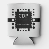 Rafraîchisseur Pour Canette Nom initial personnalisé forme diamant noir (Devant)