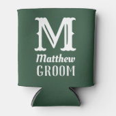 Rafraîchisseur Pour Canette Nom Masculine Monogramme Groom Mariage Vert (Devant)