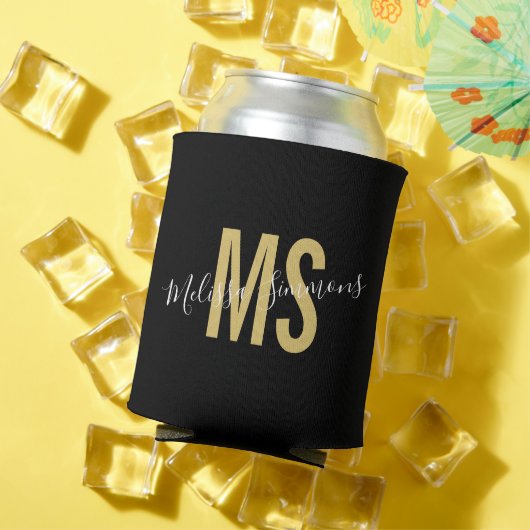 Rafraîchisseur Pour Canette Nom monographique du script d'or noir moderne (Été in situ)