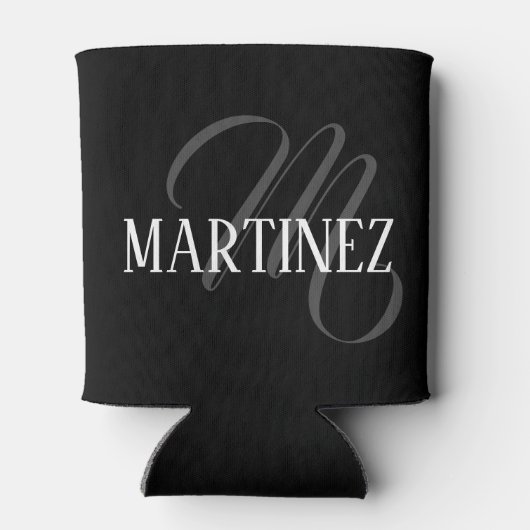 Rafraîchisseur Pour Canette Nom Personnalisé Black Elegant | Nom (Dos)