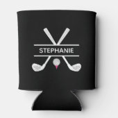 Rafraîchisseur Pour Canette Nom personnalisé Black White Pink Golf (Dos)