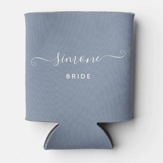 Rafraîchisseur Pour Canette Nom personnalisé Chic Script Mariage Mariée Dusty  (Devant)
