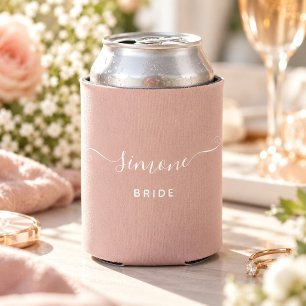 Rafraîchisseur Pour Canette Nom personnalisé Chic Script Mariage Mariée Rose P