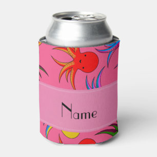 Rafraîchisseur Pour Canette Nom personnalisé pieuvre arc-en-ciel rose