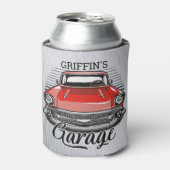 Rafraîchisseur Pour Canette NOM personnalisé Retro Red Classic Car Garage (Can devant)