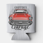 Rafraîchisseur Pour Canette NOM personnalisé Retro Red Classic Car Garage (Dos)