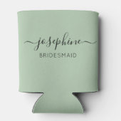 Rafraîchisseur Pour Canette Nom personnalisé Script Green Bridesmaid (Dos)