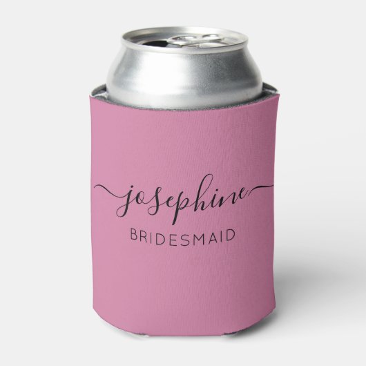 Rafraîchisseur Pour Canette Nom personnalisé Script Pink Bridesmaid (Can devant)