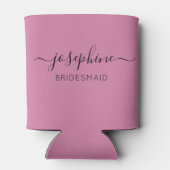 Rafraîchisseur Pour Canette Nom personnalisé Script Pink Bridesmaid (Dos)