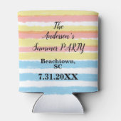 Rafraîchisseur Pour Canette Nom Pink Yellow Blue Watecolore Stripes (Dos)