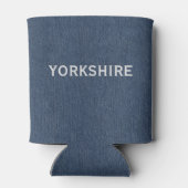 Rafraîchisseur Pour Canette Nom, Rose blanche du Yorkshire, Denim bleu (Dos)