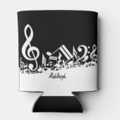 Rafraîchisseur Pour Canette Notes musicales personnalisées blanches mélangées  (Dos)