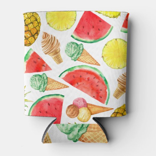 Rafraîchisseur Pour Canette Nourriture d'été : pastèque Crème glacée (Devant)