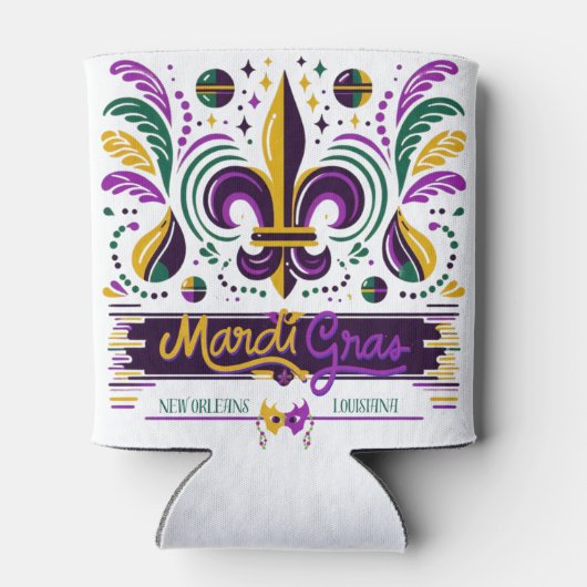 Rafraîchisseur Pour Canette Nouvelle-Orléans Mardi Gras jaune violet vert (Dos)