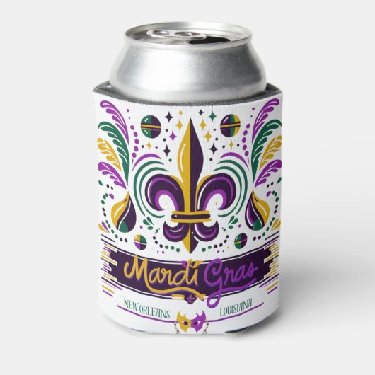 Rafraîchisseur Pour Canette Nouvelle-Orléans Mardi Gras jaune violet vert (Can Dos)