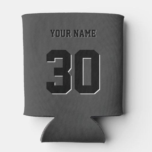 Rafraîchisseur Pour Canette Numéro et nom personnalisés en noir simple (Dos)