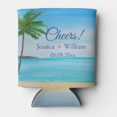 Rafraîchisseur Pour Canette Ocean Tropical Beach Island Mariage d'été (Devant)