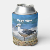 Rafraîchisseur Pour Canette Oiseau de mer reposant à la plage Cute Can Cooler (Can devant)