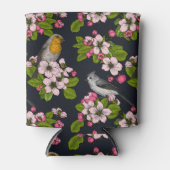 Rafraîchisseur Pour Canette Oiseaux et fleurs en noir (Devant)