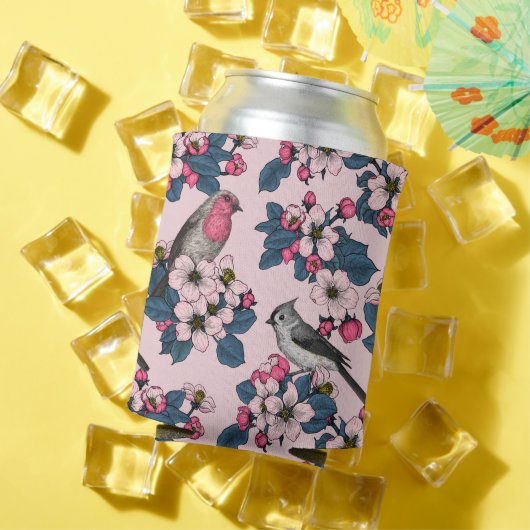 Rafraîchisseur Pour Canette Oiseaux et fleurs roses (Été in situ)