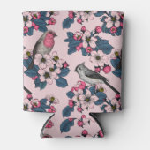 Rafraîchisseur Pour Canette Oiseaux et fleurs roses (Devant)