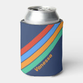 Rafraîchisseur Pour Canette Old School Retro Rainbow Stripes with Name (Can devant)