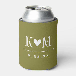Rafraîchisseur Pour Canette Olive Green Moderne Mariage Monogramme