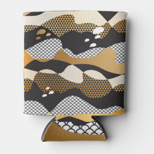 Rafraîchisseur Pour Canette Ondes d'or métallique : motif géométrique.