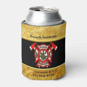 Rafraîchisseur Pour Canette Or de logo de corps de sapeurs-pompiers et feuille