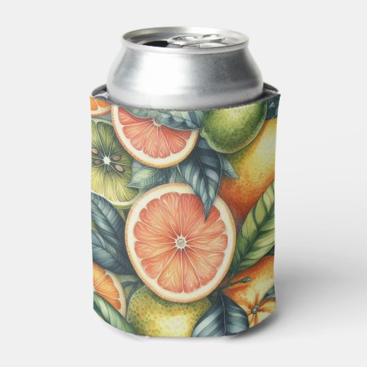 Rafraîchisseur Pour Canette Orange Citrus Elégante Fêtes des mariées d'aquarel (Can devant)