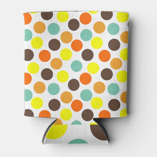 Rafraîchisseur Pour Canette Orange, Jaune, Brown, Points Bleus (Devant)