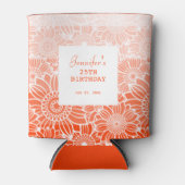 Rafraîchisseur Pour Canette Orange Peach Stripes Floral Anniversaire (Devant)