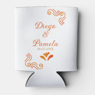 Rafraîchisseur Pour Canette orange yellow rustic spanish wedding couple name