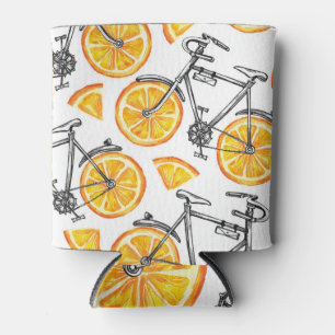 Rafraîchisseur Pour Canette Oranges à bicyclette : Motif d'été d'aquarelle