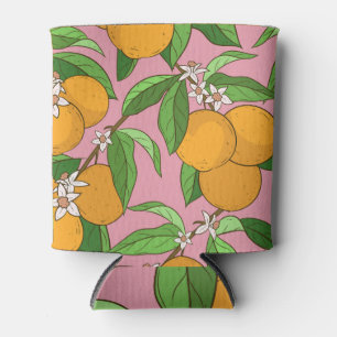 Rafraîchisseur Pour Canette Oranges Fleurs rose Motif sans couture