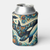 Rafraîchisseur Pour Canette Orca Killer Whale Floral Whimsical Plage nautique (Can devant)