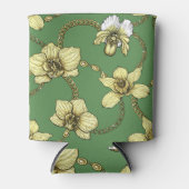 Rafraîchisseur Pour Canette Orchidées et chaînes, jaune et vert kelly (Devant)