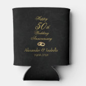 Rafraîchisseur Pour Canette Ornate Gold sur Black 50e anniversaire Mariage (Dos)
