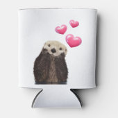 Rafraîchisseur Pour Canette Otter mignonne avec Coeurs d'Amour Rose (Devant)