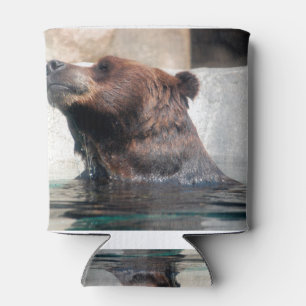 Rafraîchisseur Pour Canette Ours grizzli jouant dans l'eau