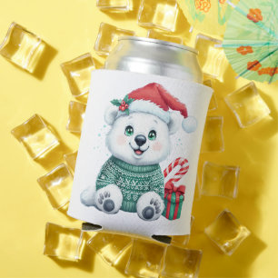 Rafraîchisseur Pour Canette Ours polaire de Noël mignon en pull festif