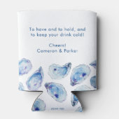 Rafraîchisseur Pour Canette Oyster Blue Aquarelle Mariage Faveur (Dos)