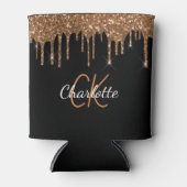 Rafraîchisseur Pour Canette Paillettes dorées noires gouttes monogramme scinti (Devant)